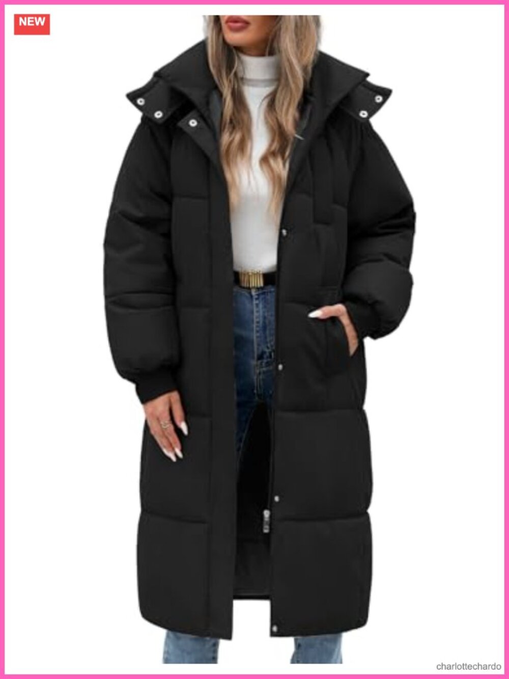 Women's Long Puffer Coat Knee-Length Down Jacket Hooded Winter